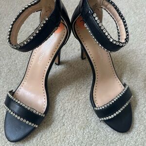 Adrienne Vittadini Black Heels with Rhinestone Detail